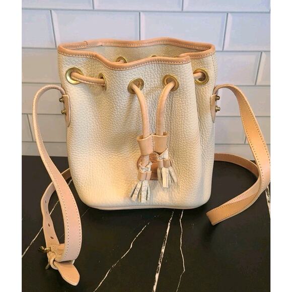 Dooney & Bourke Adjustable Mini Crossbody Bucket Bag Cream Pebbled Leather USA - Picture 9 of 16